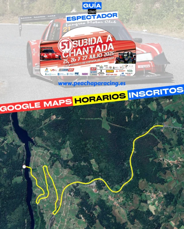 No paran las carreras en Galicia, y como no, tampoco las guías del espectador. Este fin de semana habrá tres carreras en tres provincias gallegas: Lugo, Pontevedra y A Coruña. En la primera de ellas tendremos la Subida a Chantada, que un año más puntuará para el Campeonato de España de Montaña. 🏁

Es una prueba conocida por todos, pero aun así hemos preparado la guía del espectador, por si queréis consultar los horarios, la lista de inscritos o el trazado. La mayoría ya sabéis cómo es y por dónde acceder, pero si a los más jóvenes les sirve de ayuda, ¡bienvenido sea! 😉

Toda la información: www.peachaparacing.es