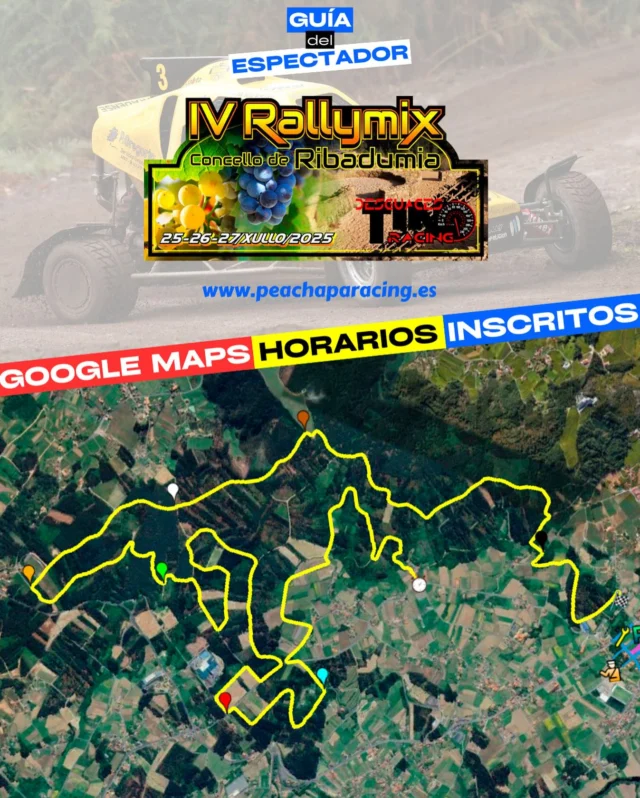 🏁 𝐆𝐮𝐢𝐚 𝐞𝐬𝐩𝐞𝐜𝐭𝐚𝐝𝐨𝐫 𝐑𝐚𝐥𝐥𝐲𝐌𝐢𝐱 𝐂𝐨𝐧𝐜𝐞𝐥𝐥𝐨 𝐝𝐞 𝐑𝐢𝐛𝐚𝐝𝐮𝐦𝐢𝐚

El Campeonato Gallego de RallyMix continúa su curso y, por tercera vez esta temporada, llega a la provincia de Pontevedra, concretamente a la comarca del Salnés, donde se celebrará la cuarta edición del RallyMix de Ribadumia.

La cita ribadumiense se presenta con muchas novedades, siendo la más destacada el cambio de sentido del tramo. Recordemos que esta prueba se disputará en dos jornadas de competición (sábado y domingo) y contará con una gran lista de inscritos, con más de 100 participantes y varias novedades, como por ejemplo la participación de Alberto Meira a los mandos de su Skoda Fabia R5 🚗

Toda la información de la misma (tramo en Maps, horarios, lista de inscritos y otros datos de interés) está disponible en nuestra guía del espectador 👉 www.peachaparacing.es